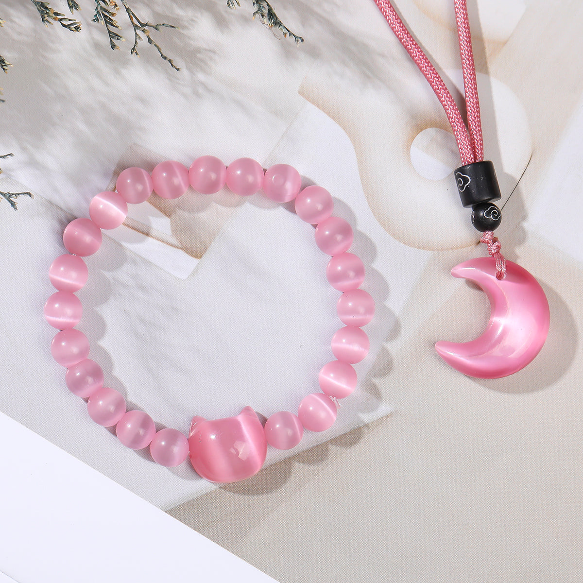 Pink Cat's Eye Fortune Set - Rose Moonlight Collection