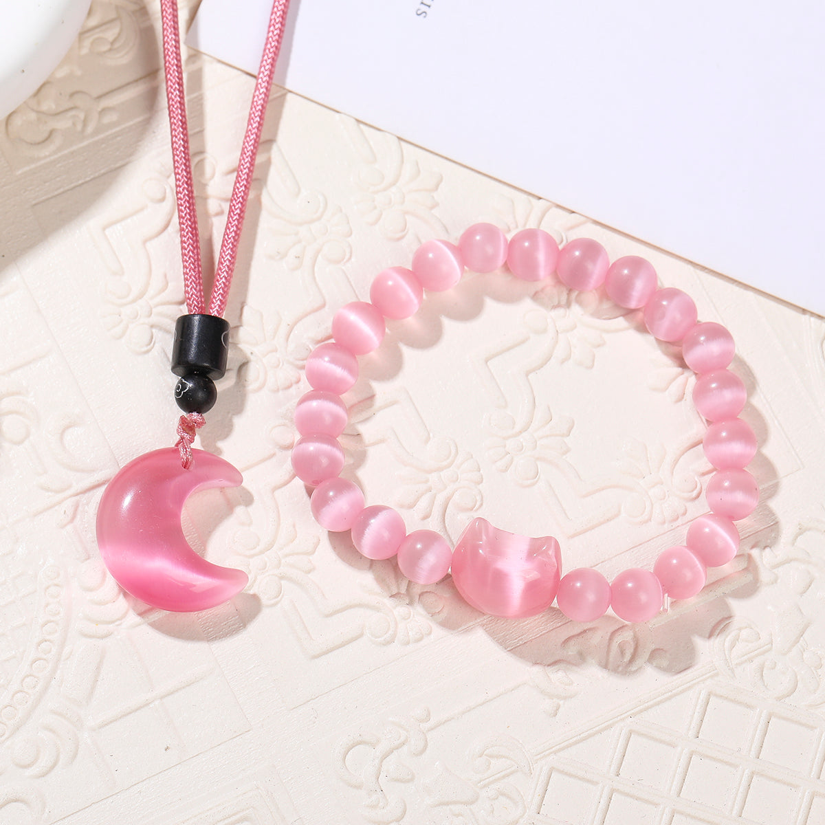 Pink Cat's Eye Fortune Set - Rose Moonlight Collection